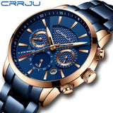 Blue Chronograph Stianless Steel Wristwatch Casual