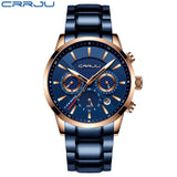 Blue Chronograph Stianless Steel Wristwatch Casual