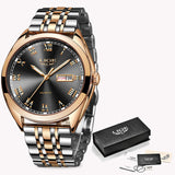 LIGE New Rose Gold Women Watch